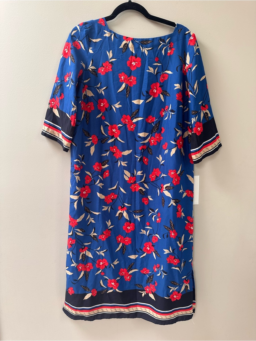 Ann Taylor Blue Floral Belted Shift Knee-length Dress